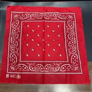 Vintage All Cotton Colorfast Red Handkerchief Bandana Paris RN13960 USA, 20.5”.